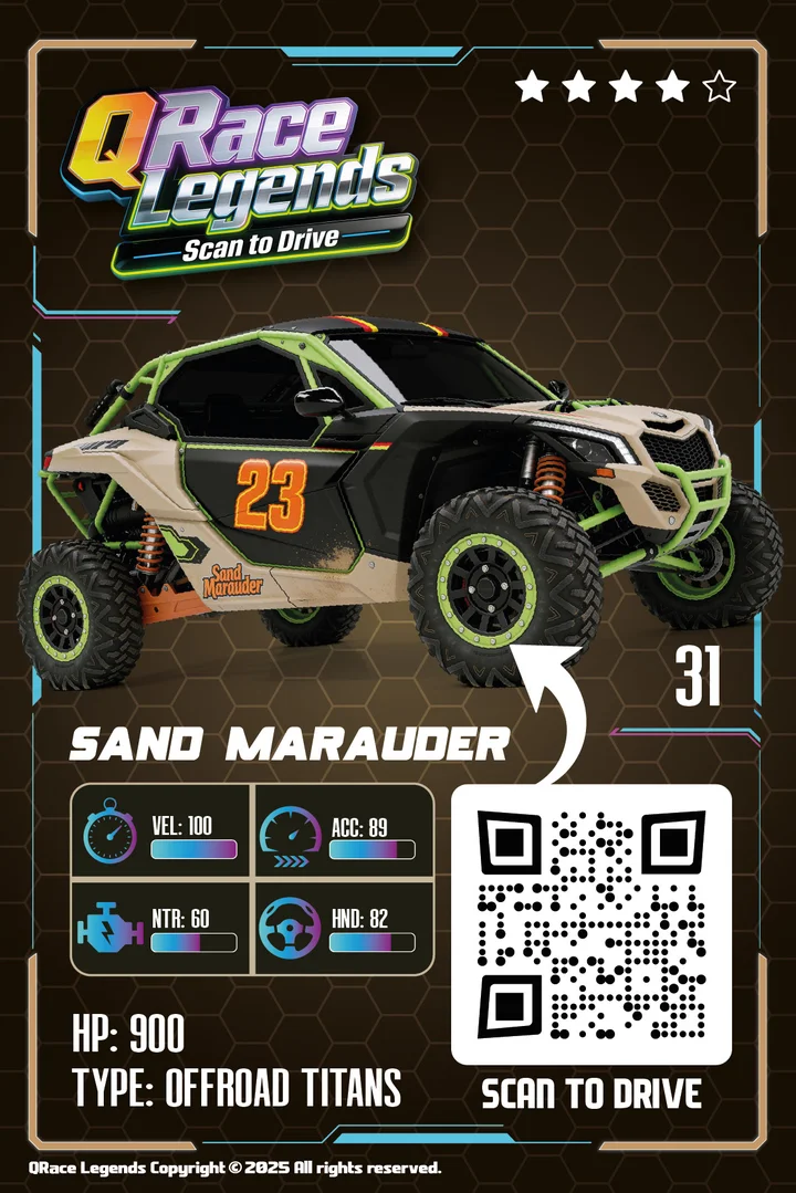 Sand Marauder trading card with QR code