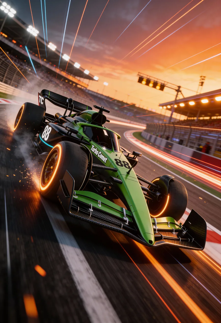 Turbo Comet formula car on a grand prix circuit