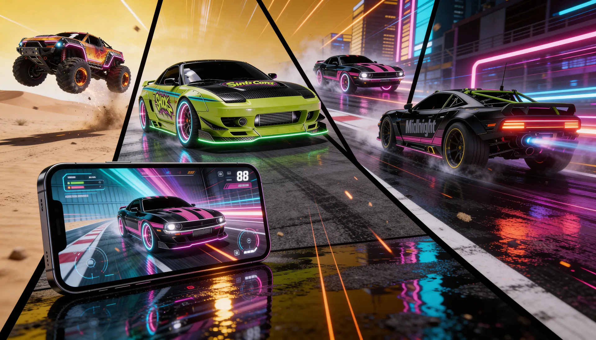 Neon city street race